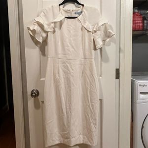 Antonio Melani off-white dress with ruffle detailing size 6